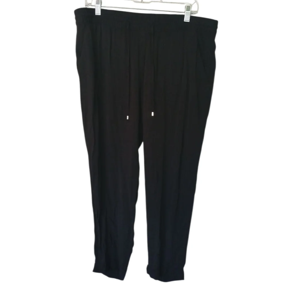 Old Navy Pull On Tie Waist Black Relaxed Fit Pants Size Large